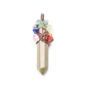 Pendentif arbre de vie hexagonal en cristal avec fils de pierres colorées - Rhodochrosite (With Cord)