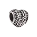 Perle charm cœur en argent oxydé avec texture granulée pour DIY bracelets - Style Cœur Granulé