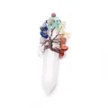 Colgante Árbol de la Vida de cuarzo blanco con piedras de chakra y alambre de cobre - White Crystal (With Cord)