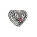 Charm cœur MOM en argent avec gemme rose et cristaux blancs pour bracelets DIY - Style MOM Cœur Ajouré Zirconium Rose (Kuan Shi Er)