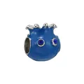 Charm en émail bleu avec couronne argentée et pierres précieuses bleues pour bracelet - Style Boule Couronne Bleu Foncé