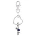 Porte-clés cœur en argent avec pendentif astronaute et détails bleus polis - Style Astronaute (K25)