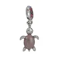 Pendentif tortue en argent avec carapace rose et strass pour bracelet DIY - Pendentif en Forme de Tortue de Mer