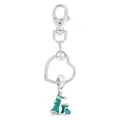 Porte-clés cœur argenté avec pendentif scooter vert menthe et fermoir homard - Style Scooter Vert Menthe (K26)