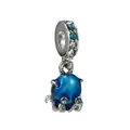 Charm pieuvre en argent avec émail bleu et zircons pour bracelets DIY - Pendentif Poulpe Bleu