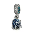 Charme poulpe en argent avec émail bleu et cristaux pour bracelets de style européen - Style Poulpe Bleu Dégradé