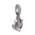 Charm en argent avec empreinte de patte rose et pendentif os en zircone pour bracelet - Style Empreinte de Patte Rose et Os