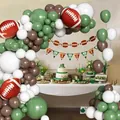 American football balloon arch kit with rugby foil balloons and green sports banner - Football Theme Decoration Set