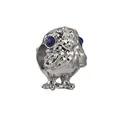 Pendentif oiseau en argent avec yeux en gemme bleu foncé pour bracelets DIY - Style Oiseau aux Yeux Bleus