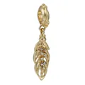 Charm feuille dorée avec cristaux blancs et bélière à large trou pour bracelets DIY - Style Feuille Strass Or (Kuan Shi Shi Yi)