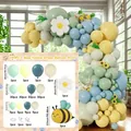 149pcs pastel bee and daisy balloon garland kit with macaron green and yellow balloons - Bee Daisy Theme Set
