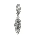 Charm plume en alliage argenté poli avec oxydes de zirconium brillants pour bracelet DIY - Style Plume Strass Argent (Kuan Shi Shi Er)