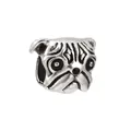Charme de carlin en argent avec détails en émail noir pour bracelet et bijoux DIY - Style Tête de Chien Carlin