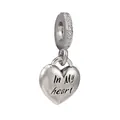 Breloque cœur en argent gravée 'In My heart' avec zircons pour bracelet DIY - Style Cœur Gravé In My Heart (Kuan Shi Shi Si)