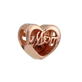 Charm cœur en or rose avec gravure Mom et design ajouré pour bracelets à breloques - Style Cœur Ajouré Mom Or Rose (Kuan Shi Shi Wu)