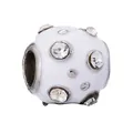Perle de breloque DIY en émail blanc avec strass étincelants pour bracelets à breloques - Style Zirconium Blanc