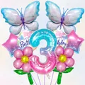Détail du kit de ballons 3ème anniversaire avec papillons et étoiles pour décoration - Thème Numéro Trois (6004458300812)