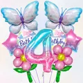 Kit 9 ballons anniversaire papillon avec grand chiffre 4 dégradé pour fête enfant - Thème Numéro Quatre (6004458300813)