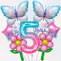 Detail zum Schmetterlings Party Set mit großer Nummer 5 und Folienballons Deko - Thema Nummer Fünf (6004458300814)