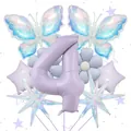 Kit de ballons papillon et marguerite pour décoration de 4ème anniversaire d'enfant - Ensemble Numéro 4