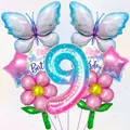 Detailliertes 9-teiliges Schmetterling- und Sternballon-Set für den 9. Kindergeburtstag - Thema Nummer Neun (6004458300818)