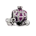 Charme de carrosse citrouille en alliage argenté avec émail violet pour bracelets - Style Carrosse Citrouille Violet