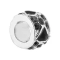 Perle cylindrique argentée avec motif de fleur noire et centre creux pour bracelet DIY - Style Géométrique Noir