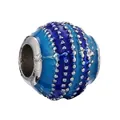 Perle en émail bleu style Pandora avec points argentés pour bracelets et bijoux DIY - Style à Pois Bleus