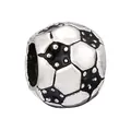 Perle charm de football en émail argent et noir pour bracelets personnalisés DIY - Style Football Argent Noir
