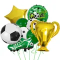 Soccer theme balloon set with gold champion trophy and green soccer shoe foil balloons - Type A Trophy Green Shoes