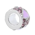 Perle de cœur en émail violet avec cristaux lavande pour bracelets DIY - Style de coeur violet