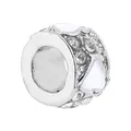 Perle de breloque en argent avec cœurs en émail blanc et zircons pour bracelets DIY - Style Émail Cœur Blanc