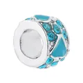 Perle argentée avec émail bleu et cristaux pour accessoire de bracelet DIY - Style Géométrique Bleu Ciel