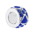Perle de breloque en argent avec motif de patte bleu foncé et strass étincelants - Style Patte Bleu Foncé