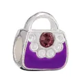 Perle sac à main violette en émail avec pierre précieuse pour bracelets DIY - Style de Sac à Main Violet