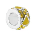 Perle DIY en argent avec cristaux jaunes et breloques émaillées pour bracelets - Style Jaune Strass