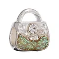 Pendentif sac à main argenté avec paillettes vertes et strass pour bracelets perlés - Style de Sac à Main Vert