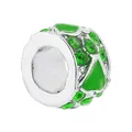 Perle charm en alliage argenté avec strass verts et émail pour bracelets DIY - Style Strass Vert