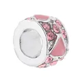 Perle fleur en émail rose avec cristaux pour la création de bracelets bijoux DIY - Style Strass Rose