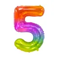 Détail d'un ballon chiffre 5 en aluminium dégradé arc-en-ciel de 40 pouces pour fêtes - Chiffre 5