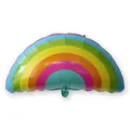 Detailed view of semi-circular rainbow foil balloon with vibrant colored stripes - Candy Color Rainbow