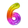 Détail d'un ballon en aluminium arc-en-ciel de 40 pouces en forme de chiffre six - Chiffre 6