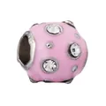 Perle charm en émail rose avec strass brillants pour création de bracelets DIY - Style Strass Rose Vif