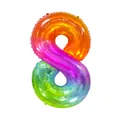 Détail d'un ballon géant chiffre 8 de 40 pouces dégradé arc-en-ciel pour décoration de fête - Chiffre 8
