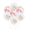 12-inch unicorn latex party balloons with gold confetti and colorful moon pony patterns - White And Colorful Sequin Style
