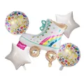 Set de 5 globos disco de cumpleaños con patines de ruedas y estrellas - Juego de Patines de Ruedas