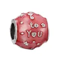 Perle cylindrique en émail rouge avec inscription argentée to You et étoiles - Style To You Rouge