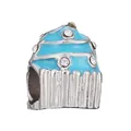 Charm cupcake émail bleu clair avec cristaux brillants pour bracelets DIY - Style Cupcake Bleu Clair