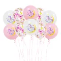12-inch unicorn latex balloons set with confetti for girls birthday party decorations - Three-Color Mixed Style