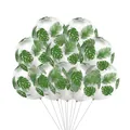 Set of 12-inch clear balloons with tropical jungle palm leaves for party decorations - Transparent Balloon Green Monstera Leaf Print